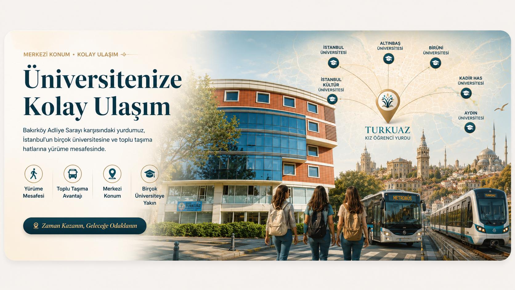 Turkuaz Kız Öğrenci Yurdu üniversitelere ulaşım banner